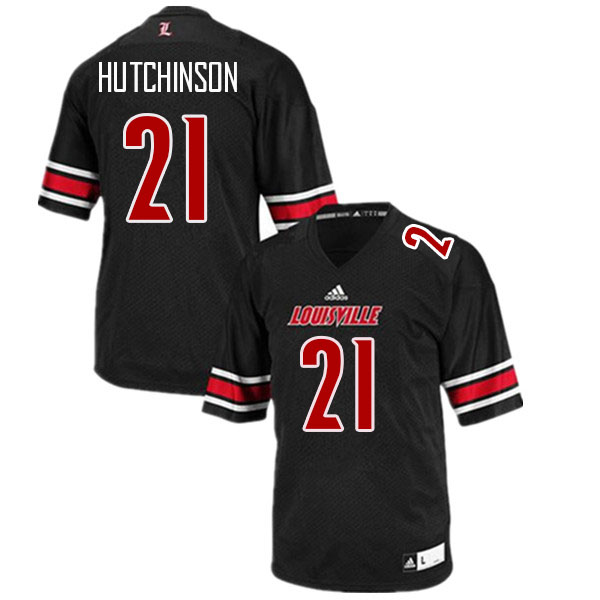 Men #21 D'Angelo Hutchinson Louisville Cardinals College Football Jerseys Stitched Sale-Black - Click Image to Close